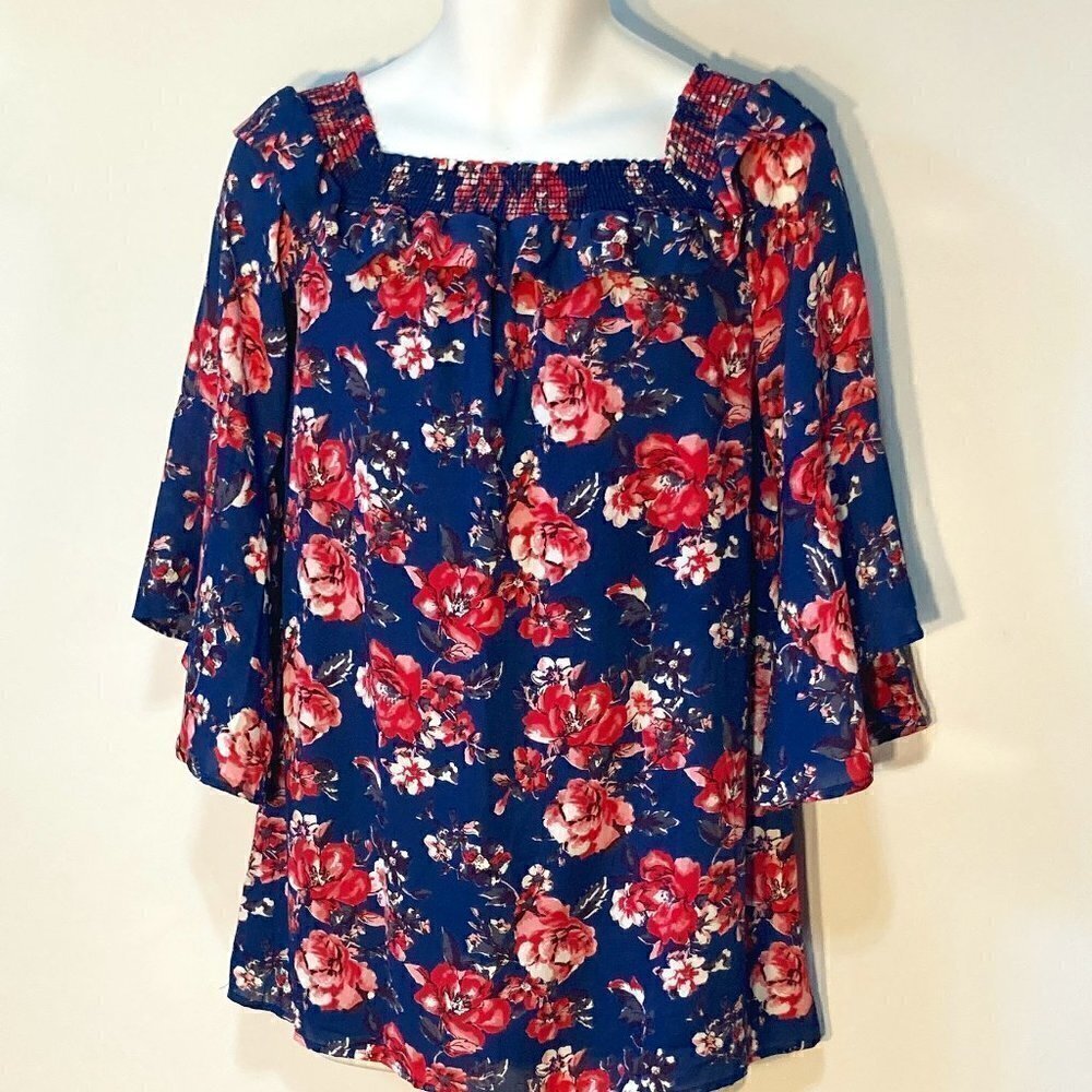 Altar'd State SZ S Navy floral dress/tunic Cottage Feminine Romantic Coquette